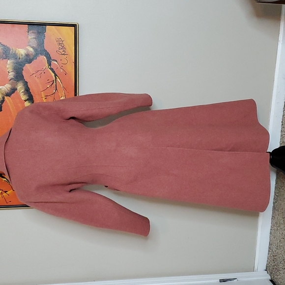 Asm Anna 50s Inspired Wool Blend Blush Red Fit and Flare Long Overcoat - Picture 7 of 10